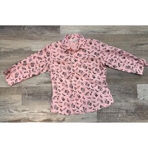 Angelique Vintage Pink Rockabilly Top 90s Sunglasses Shoes Purse Bow On Arm Sz M